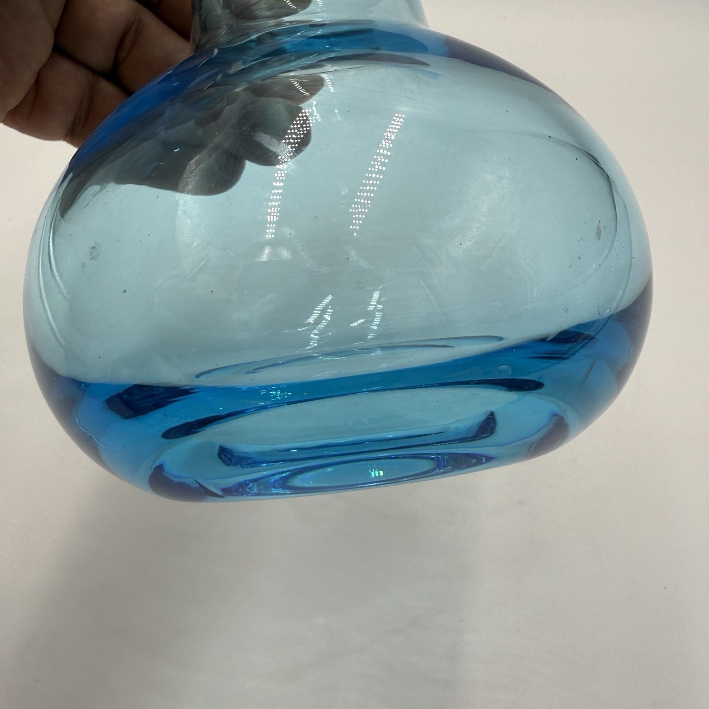 Nuutajarvi Oiva Toikka Blue Vase Finland 1960s 9" Multi shaped Vintage Art Glass