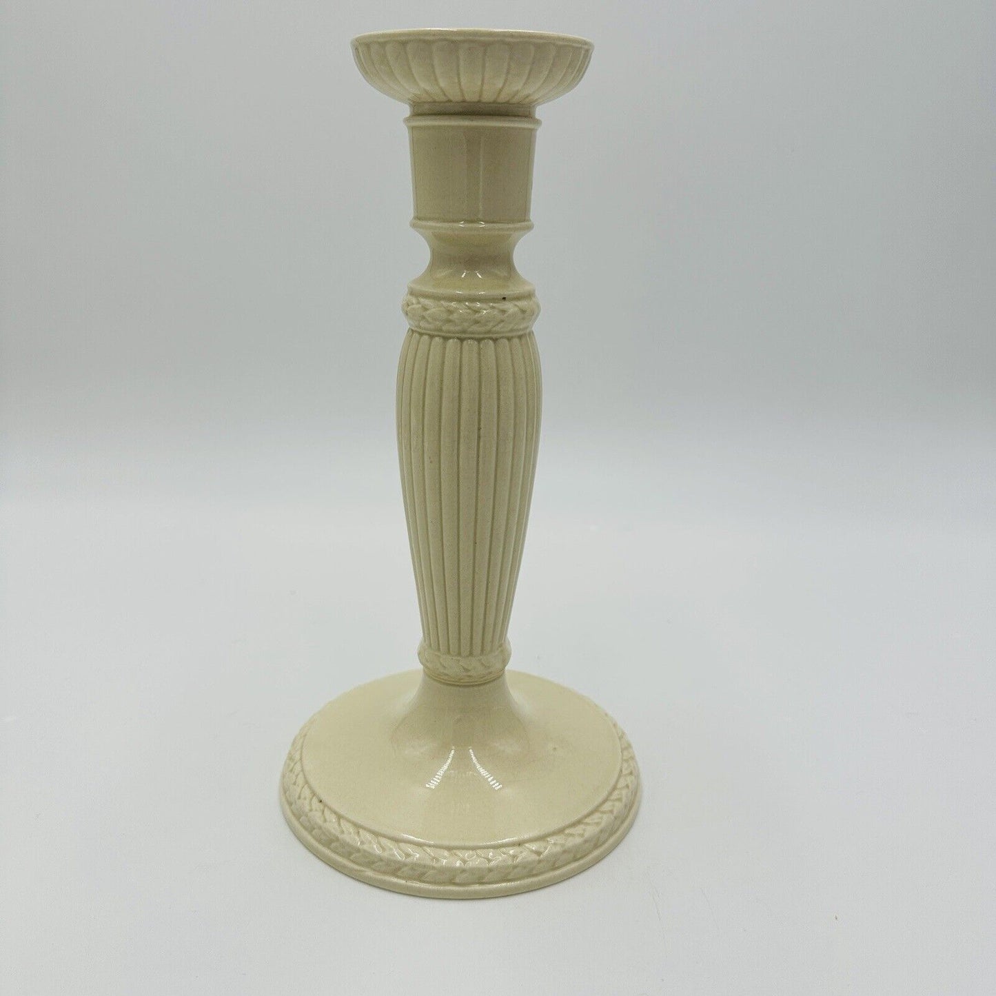 Wedgwood Candlesticks Etruria & Barlaston 10in Embossed Cream England Vintage