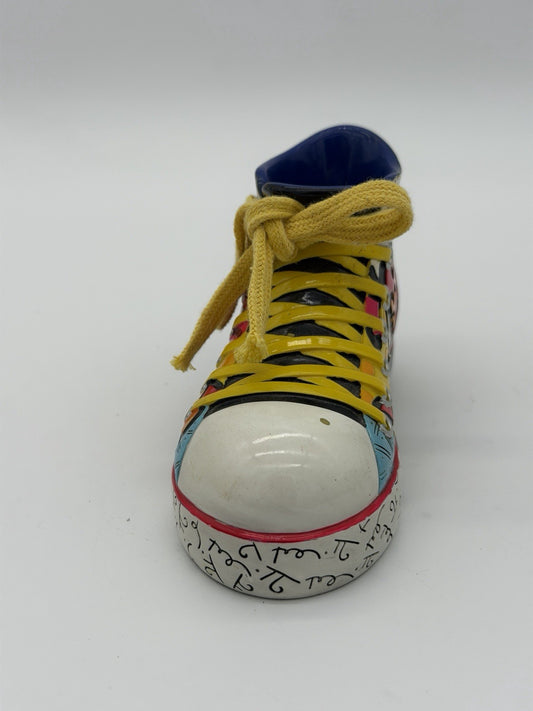 ROMERO BRITTO 2011 Shoe Sneaker Painted Multicolor Yellow laces Figurine