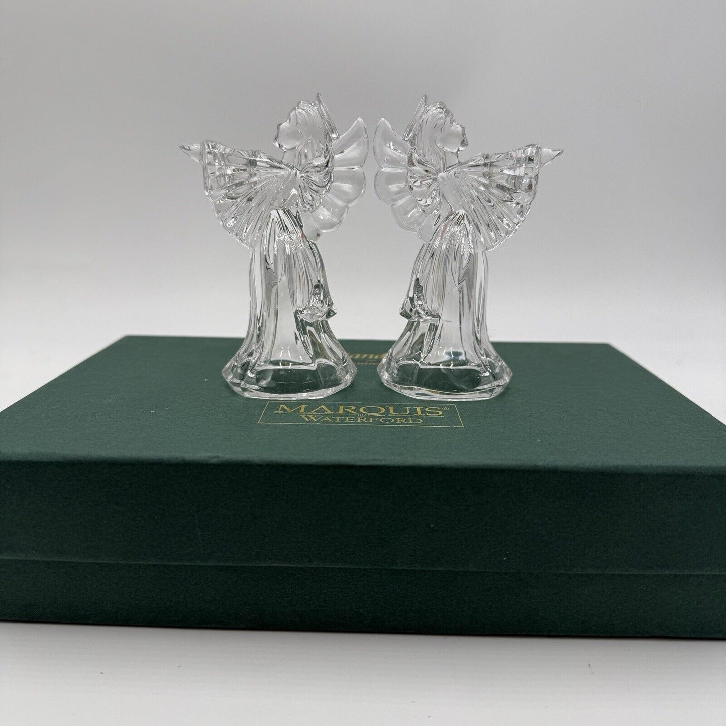 Marquis By Waterford Crystal Angel Candleholders W/box Figurines 4”