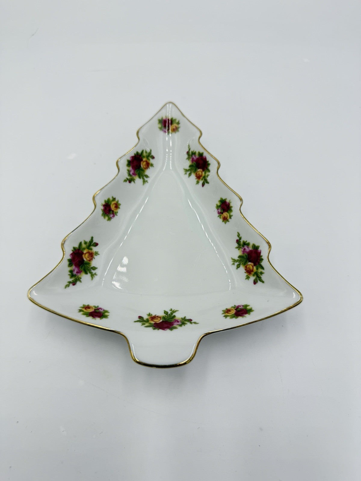 Royal Albert Old Country Roses Christmas Tree Shape Candy Dish Porcelain England