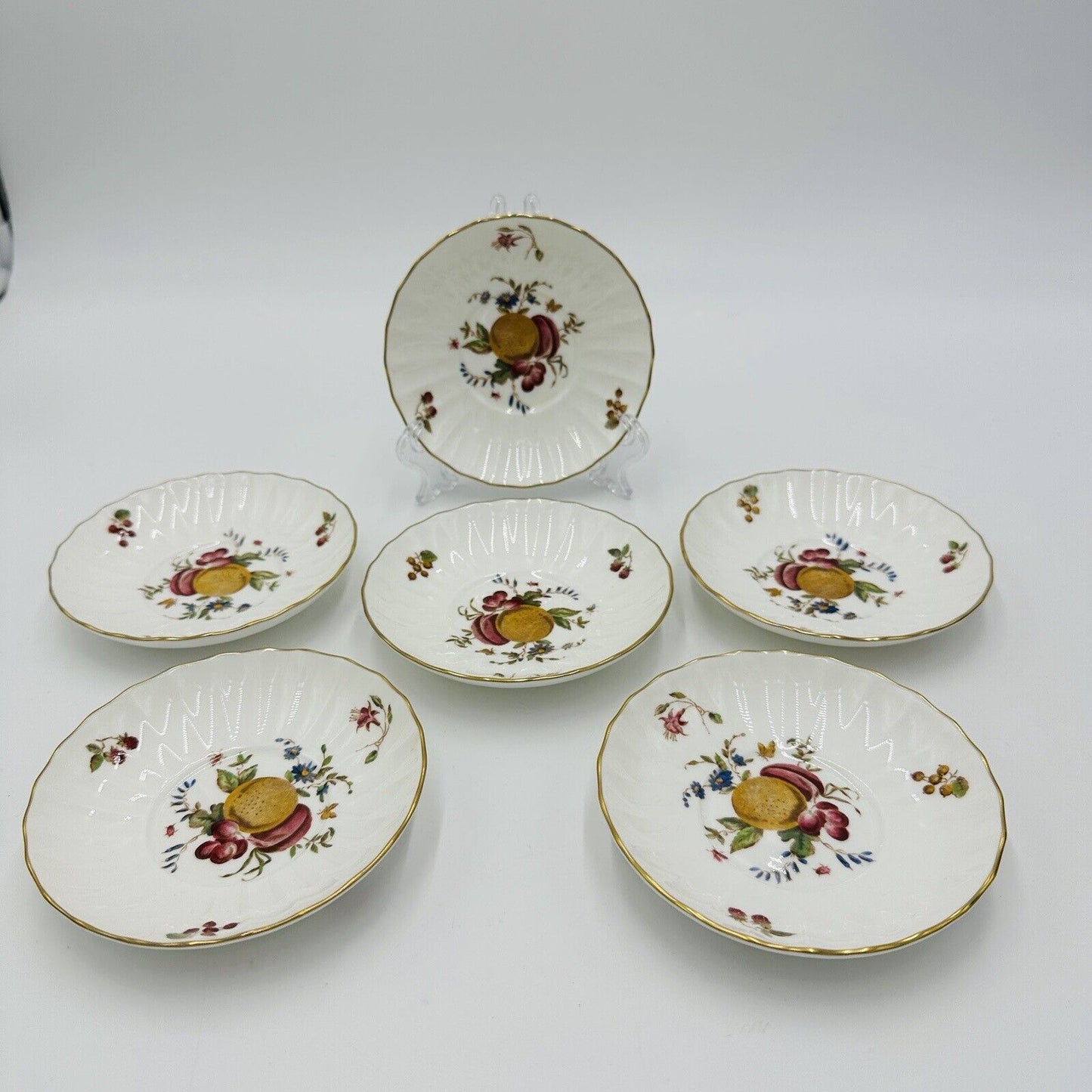 Royal Worcester Delecta Saucer Porcelain Z2819 Set Circa 1800 Lot 6 Piece Plates