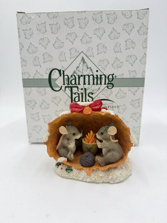Charming Tails Mouse Oak Leaf Warm Cozy Holiday Fire Dean Griff Signed 97/13