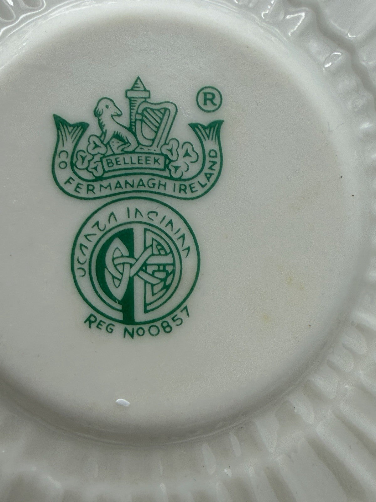 Belleek Ireland Tridacna Demitasse Cup Shell Pattern Porcelain Saucer & Cup Set