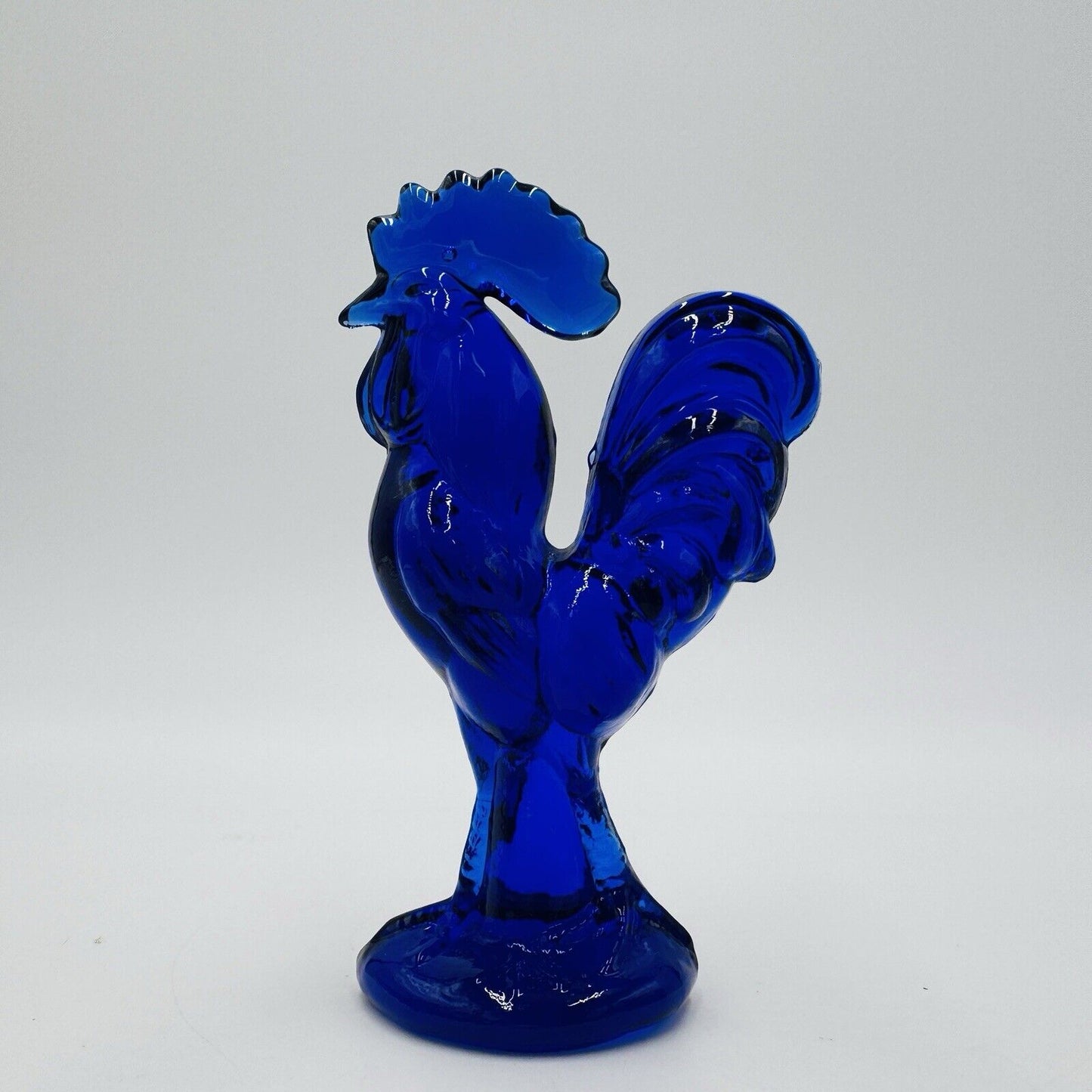 Westmoreland Art Glass Cobalt Blue Rooster Figurine 4” Vintage MCM