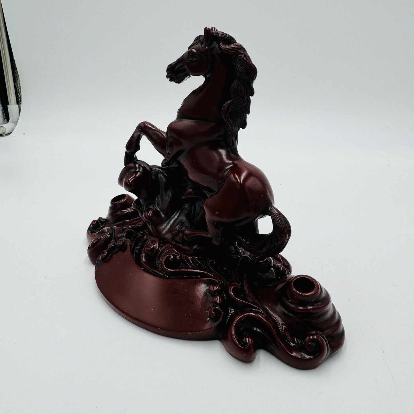 Chinese Red Resin Galloping Horse Pen Holders Desk Paperweight Vintage