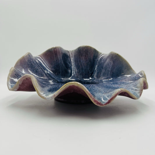 Studio Art Pottery Shell Large Candle Holder MCM Vintage Pink Purple Signed Rare