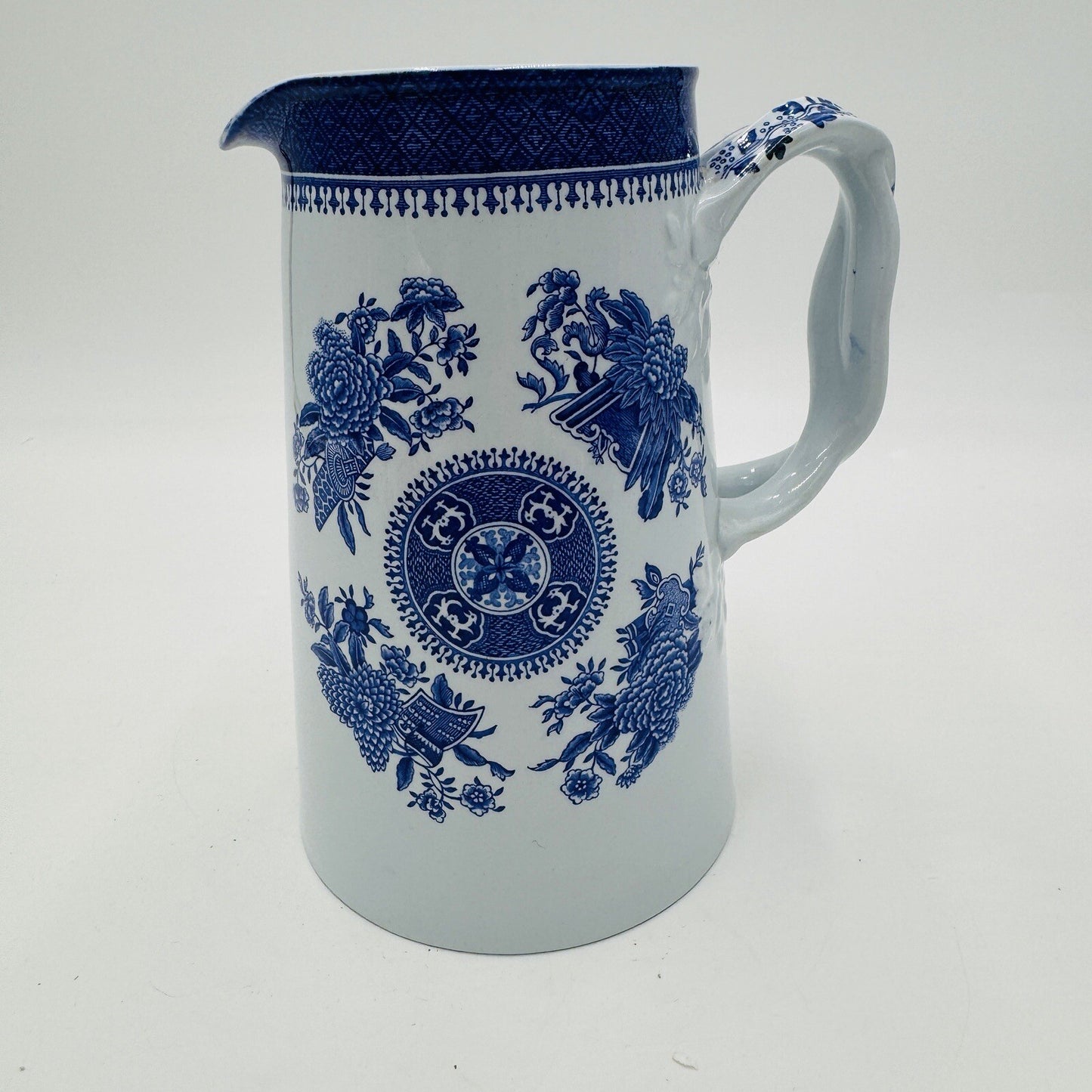 Spode Copeland Fitzhugh Blue Pitcher Milk Jug England Fine Stone 6 1/2in