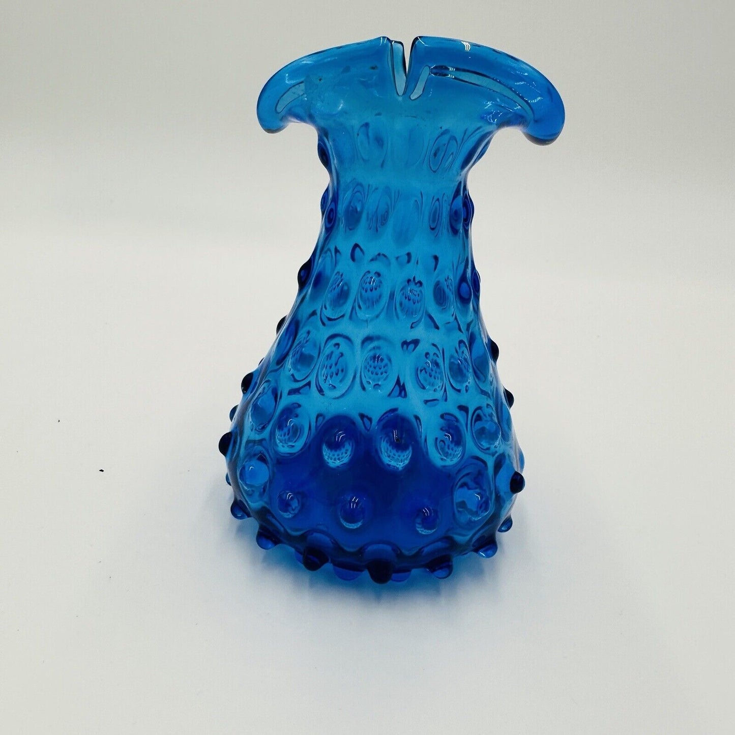 Toscany Zena Vase Empoli Spikey Hobnail Split Rim Blue Vintage Rare