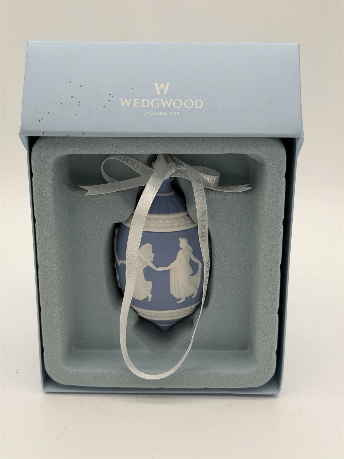 Wedgwood Jasperware Dancing Hours Blue/white Christmas Ornament Porcelain