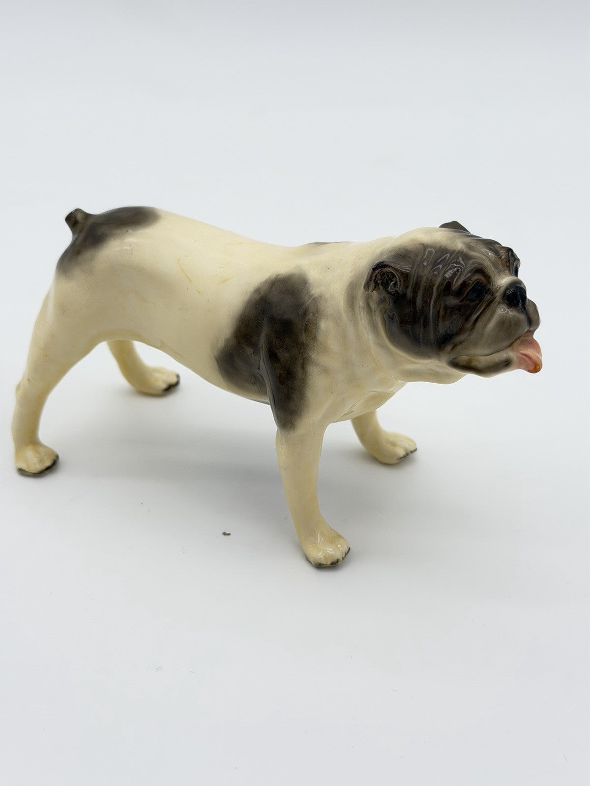 Vintage Mortens Studio Bulldog Figurine W/ Original Sticker Dog Ceramic Painted