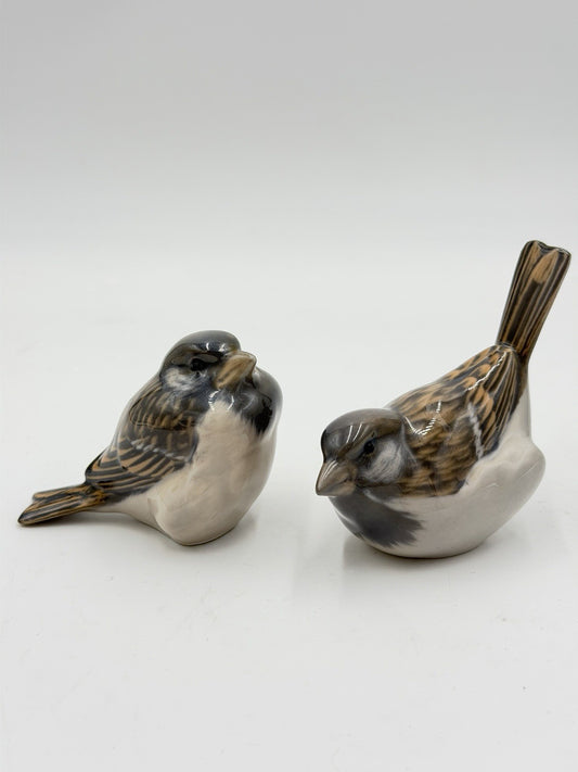 Royal Copenhagen Porcelain Sparrow Birds #1081 & #1519 Figurines Denmark Vintage