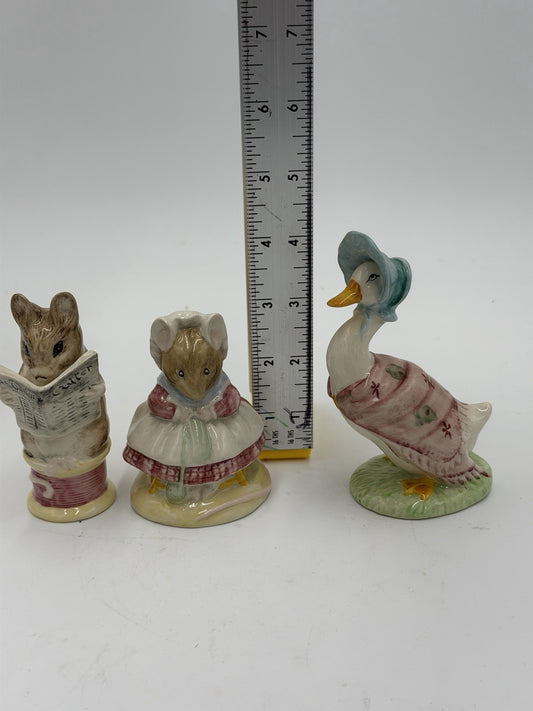 Royal Albert Beswick Porcelain England Beatrix Potter Vintage Duck Mice Figurine