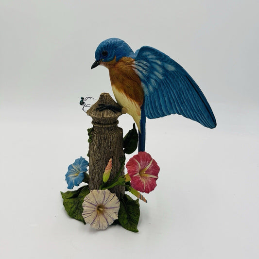 The Danbury Mint Morning Arrival Blue Bird Figurine By Bob Guge