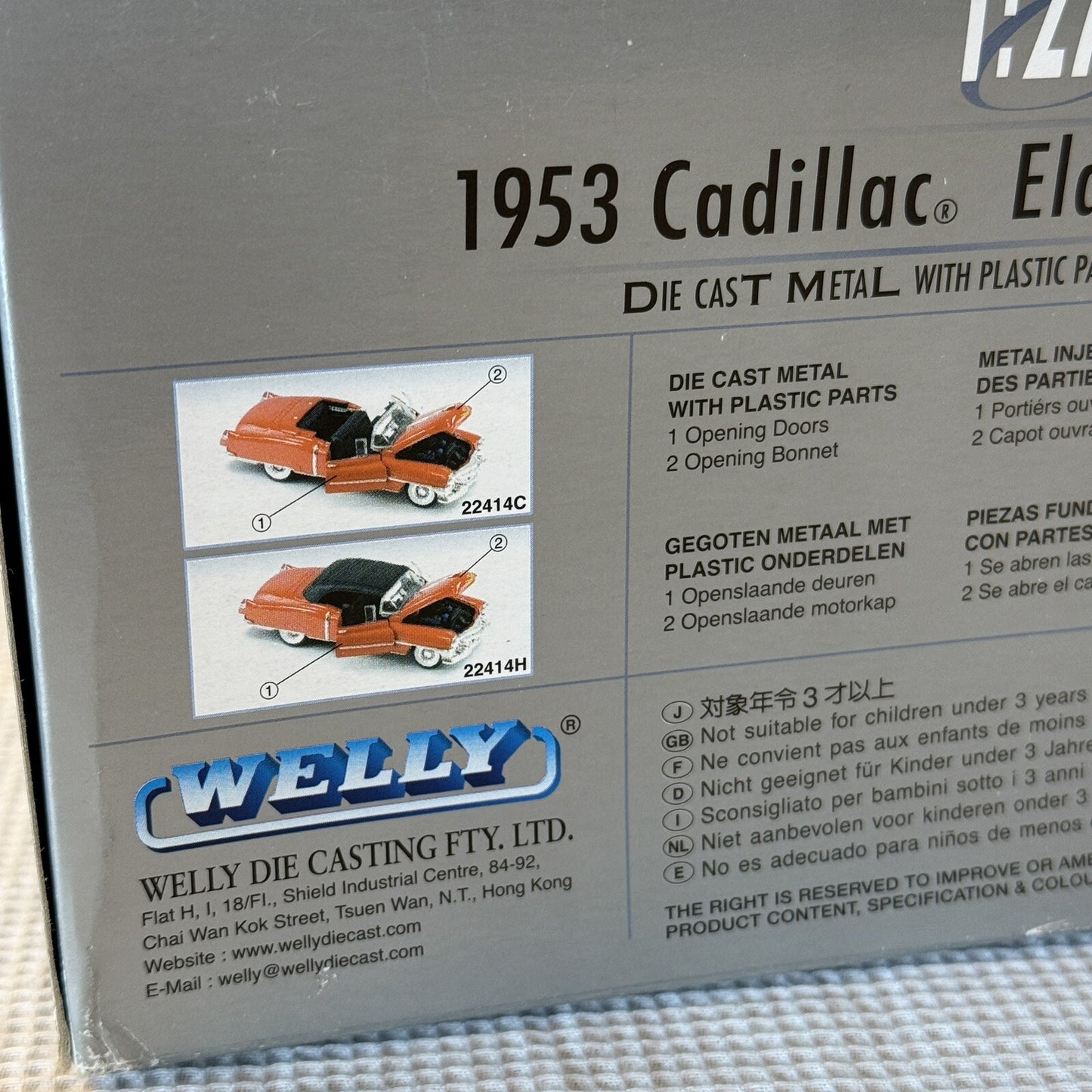 Welly 1953 Cadillac Eldorado 1/27 Collection Black Convertible Diecast Sealed