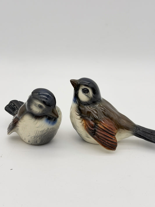 Goebel West Germany Porcelain Sparrow Brown Bird Figurines Set 2 PCs Vintage