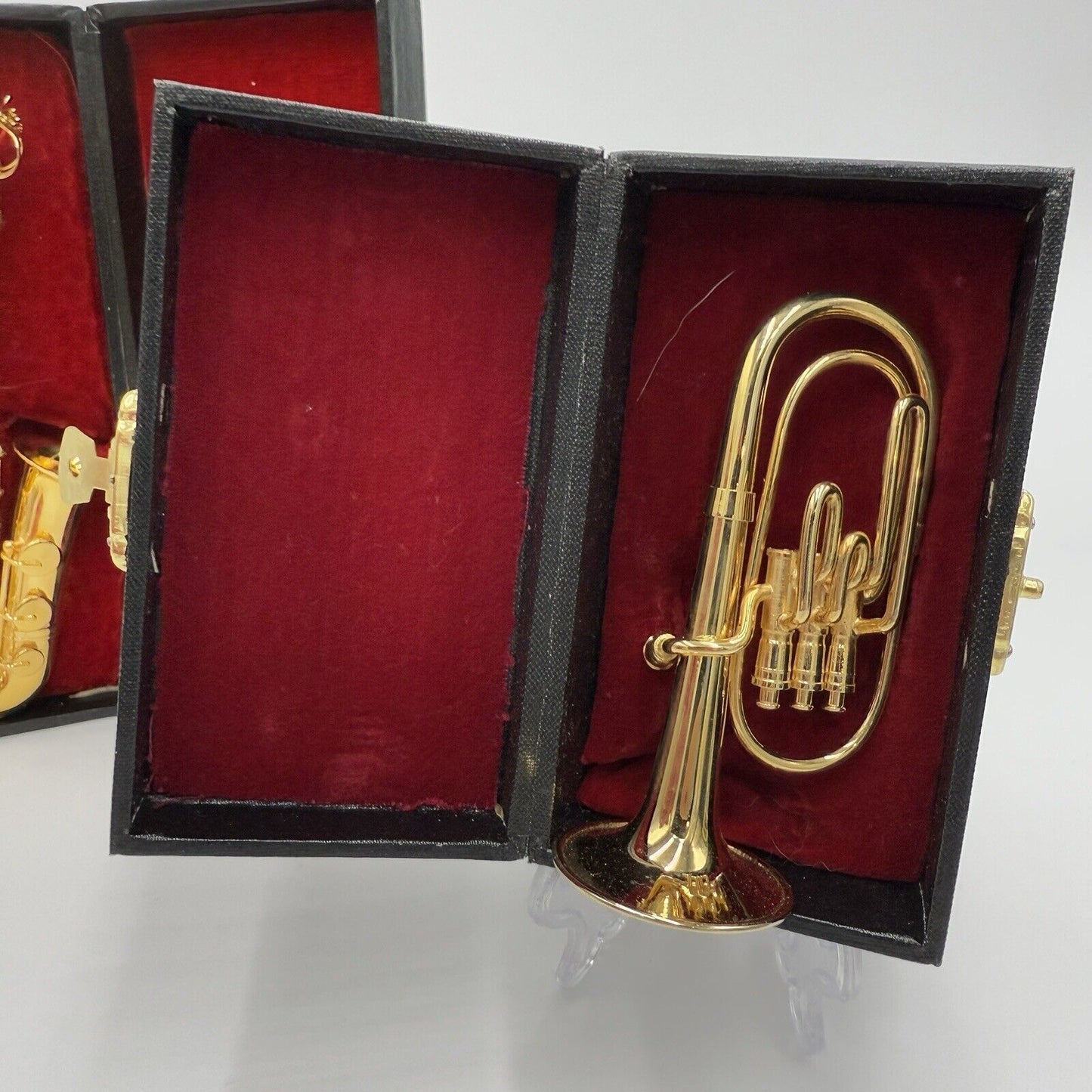 Vintage Brass Instruments Miniature Christmas Ornaments Saxophone Tuba