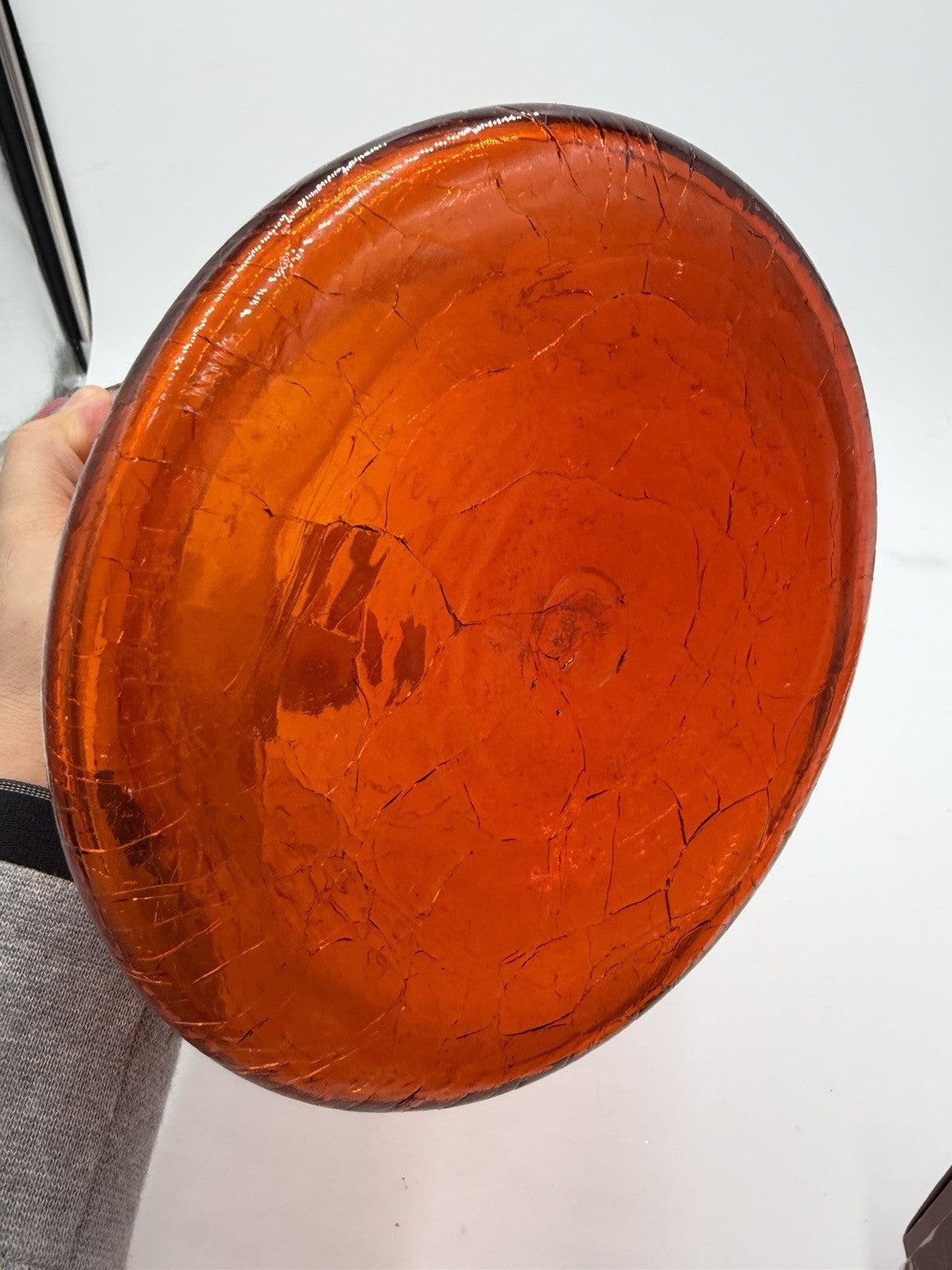 MCM Blenko #6029 Art Glass Crackle Amberina 17” Large Decanter No Stopper