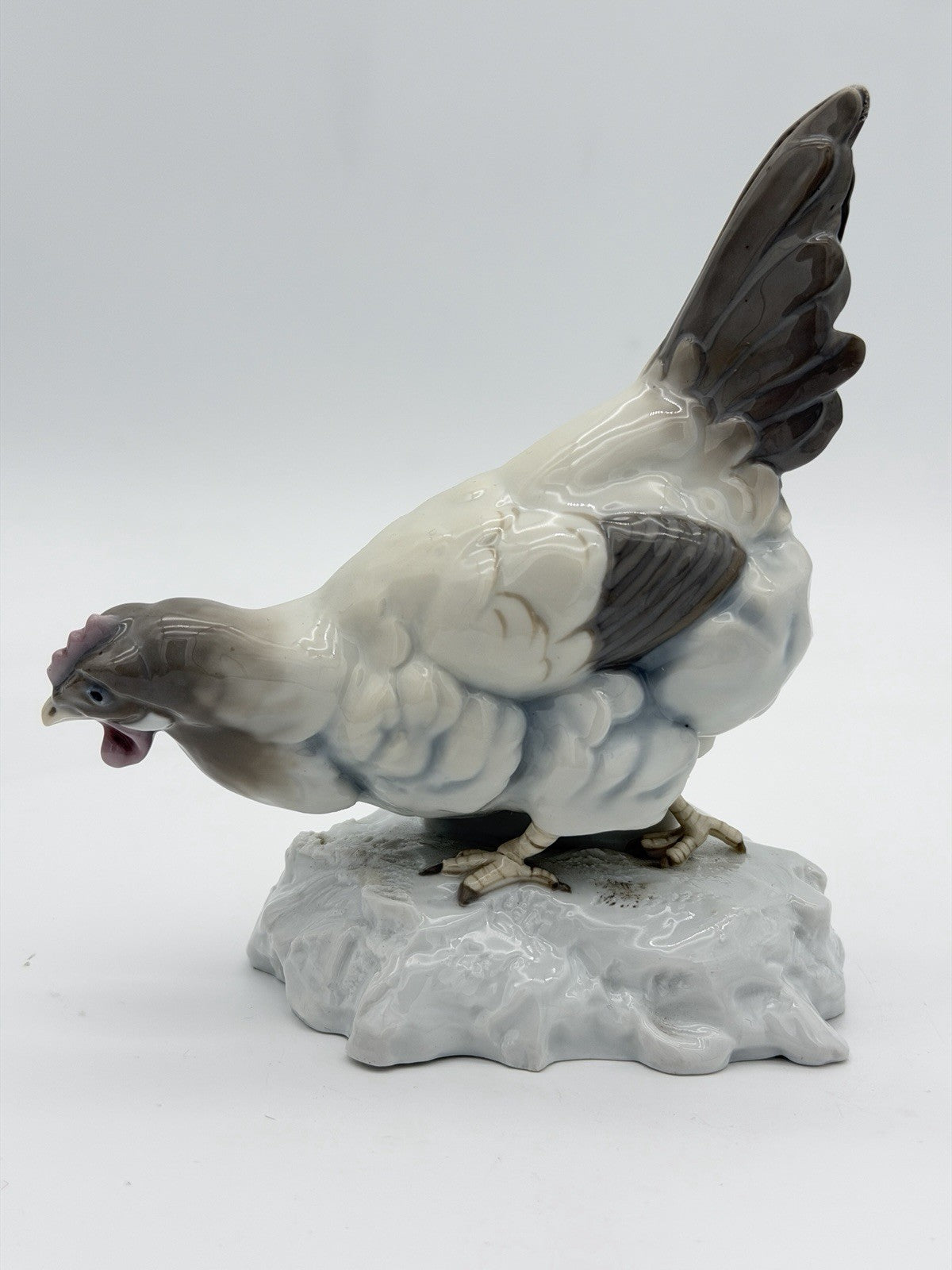 Rare Antique Karl Ens Volkstedt Germany Porcelain Rooster Chicken Hen Figurine