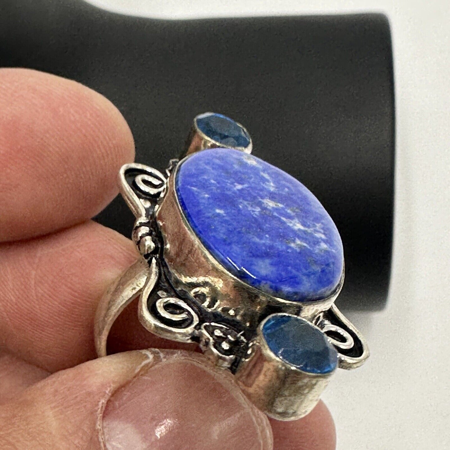 Lapis Women's Jewelry Ring Size 5 Sterling Silver 925 Lazuli Blue Antique