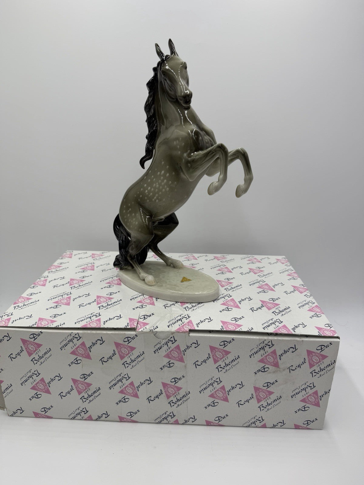 Vintage Royal DUX Bohemia Porcelain Horse Figurine 12”H Czech Republic W/box