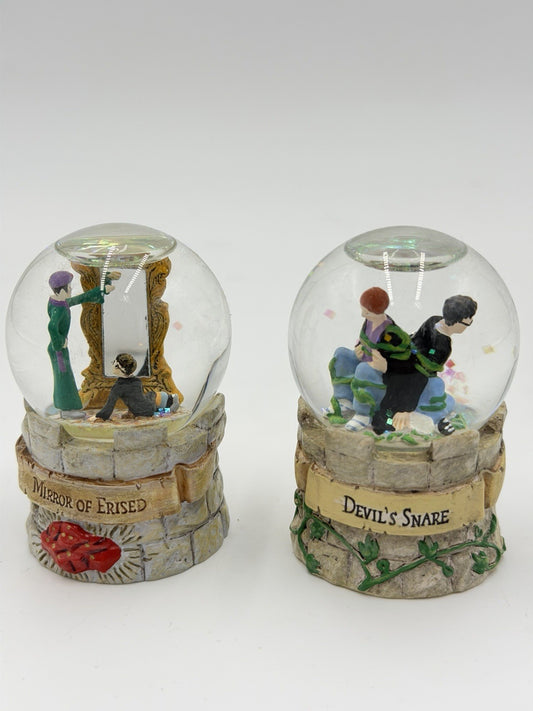 Hallmark 2000 Harry Potter Mirror Of Erised & Devils Snare Miniature Snow Globes