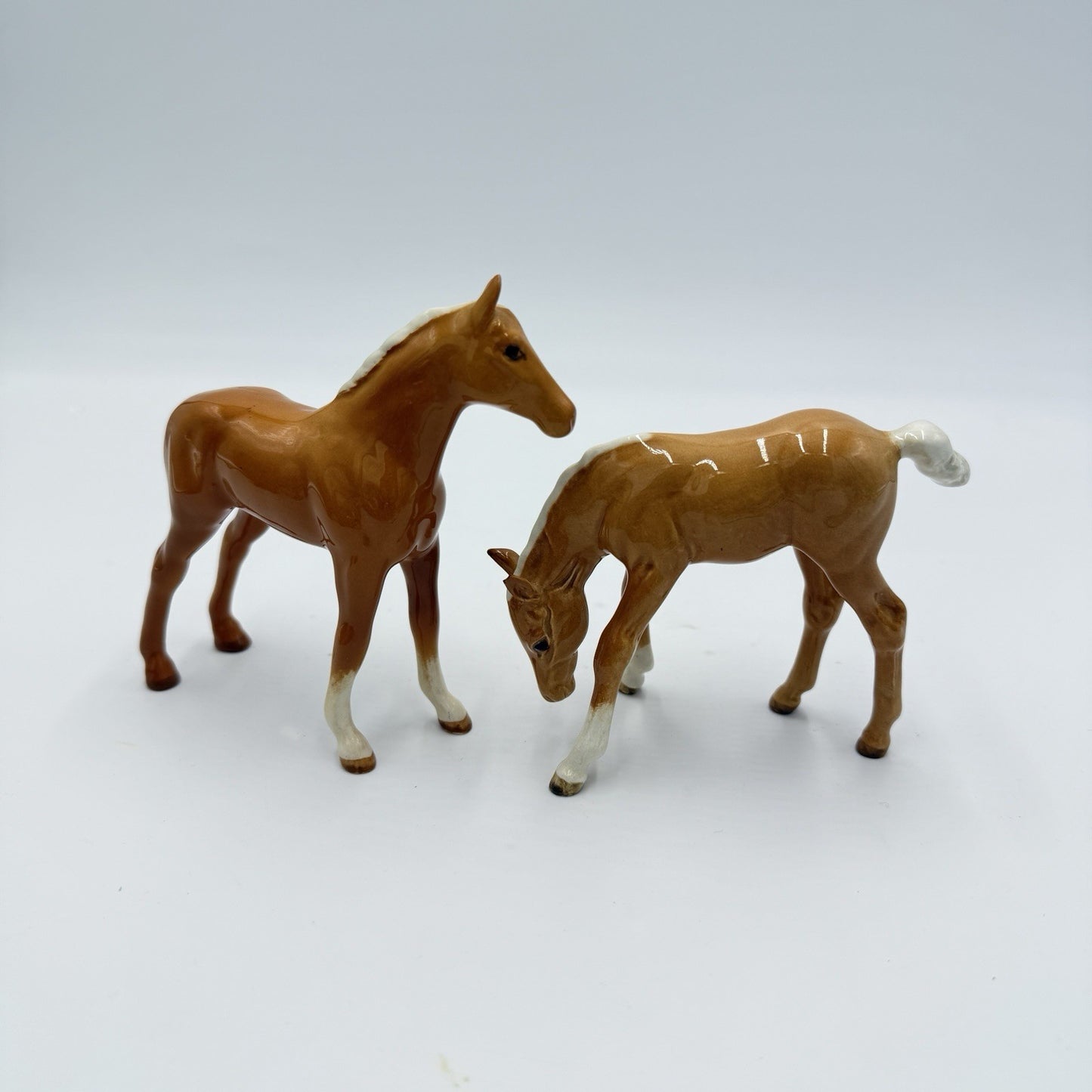 Vintage Beswick England Porcelain Palomino Foals Horses Figurines Pair