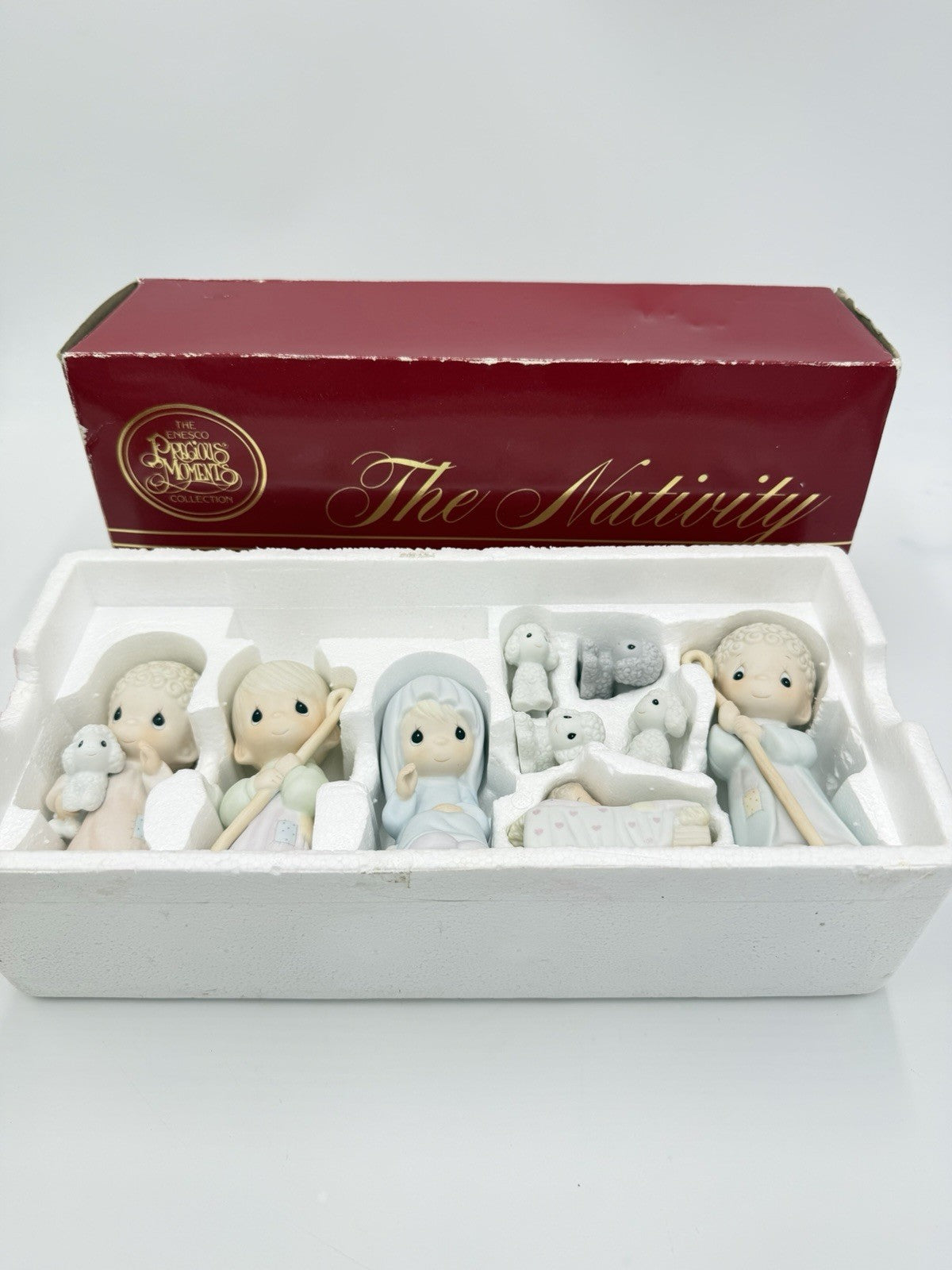 Precious Moments The Nativity Porcelain Bisque 9 Piece Set Figurines