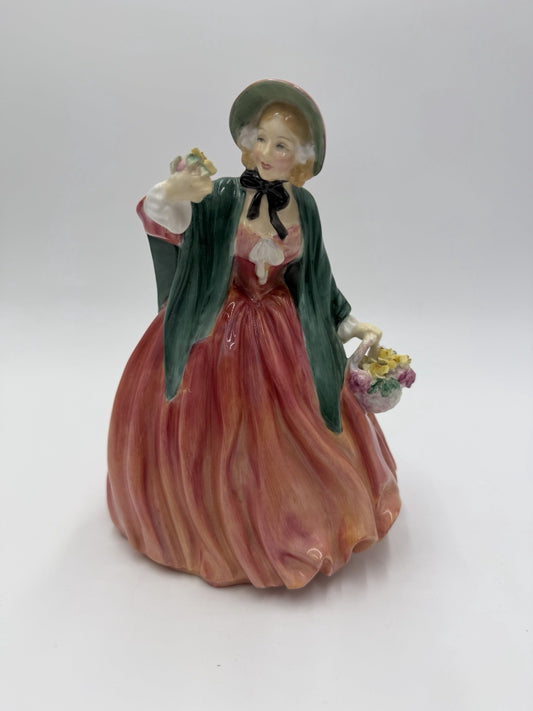 Large Royal Doulton England Porcelain Lady Charmian W/flowers HN 1949 8"H Figure