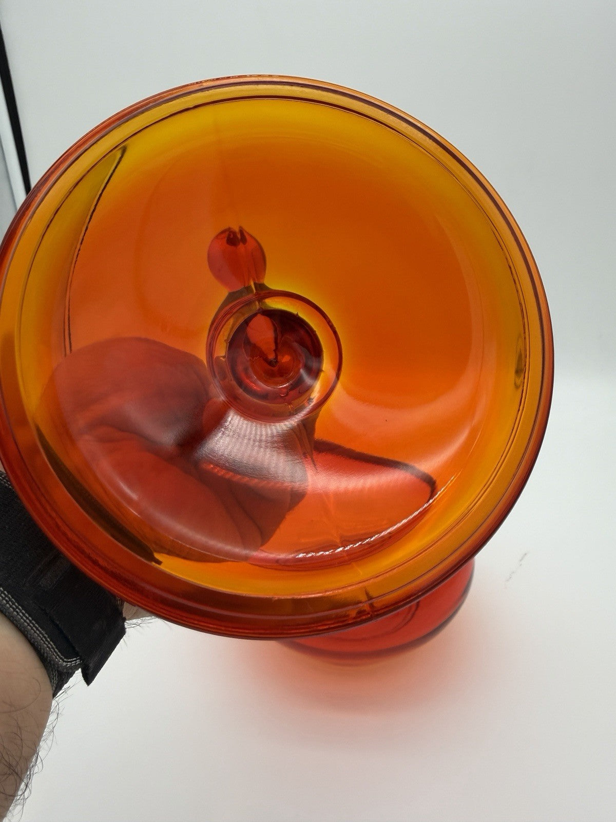 Viking Epic Glass Orange Long Tail Bird Covered Dish Bowl 11”H Large MCM