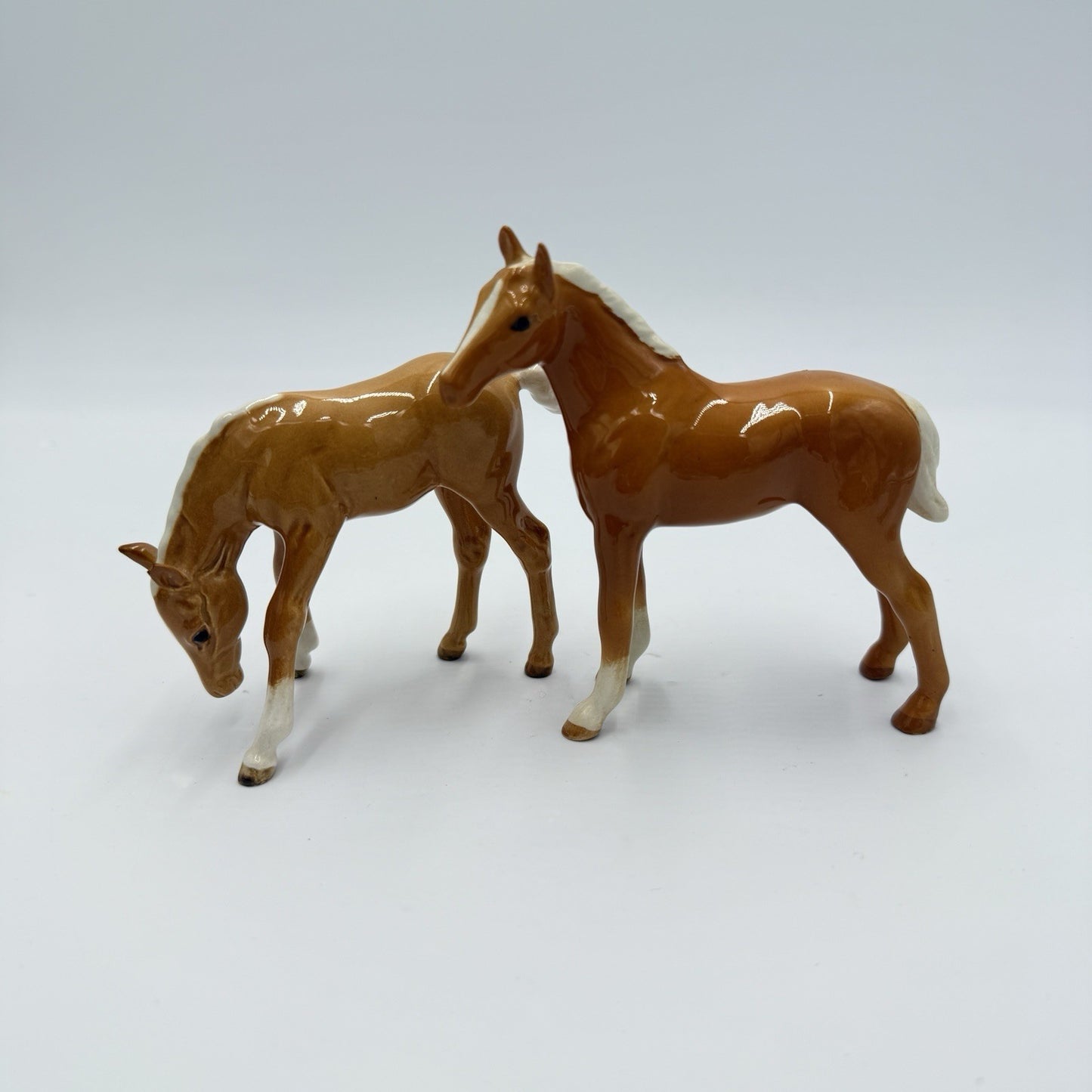 Vintage Beswick England Porcelain Palomino Foals Horses Figurines Pair