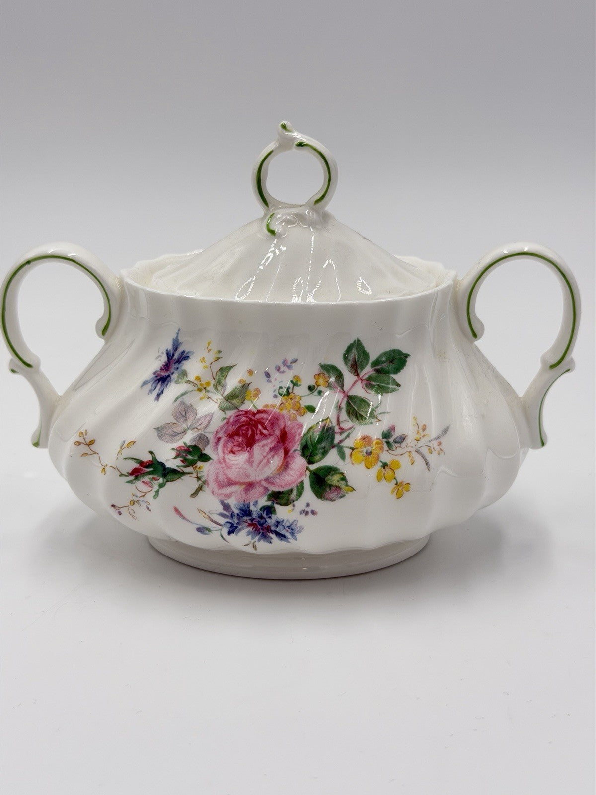 Royal Doulton England Porcelain Arcadia Sugar Bowl W/Lid H4802 Floral Vintage