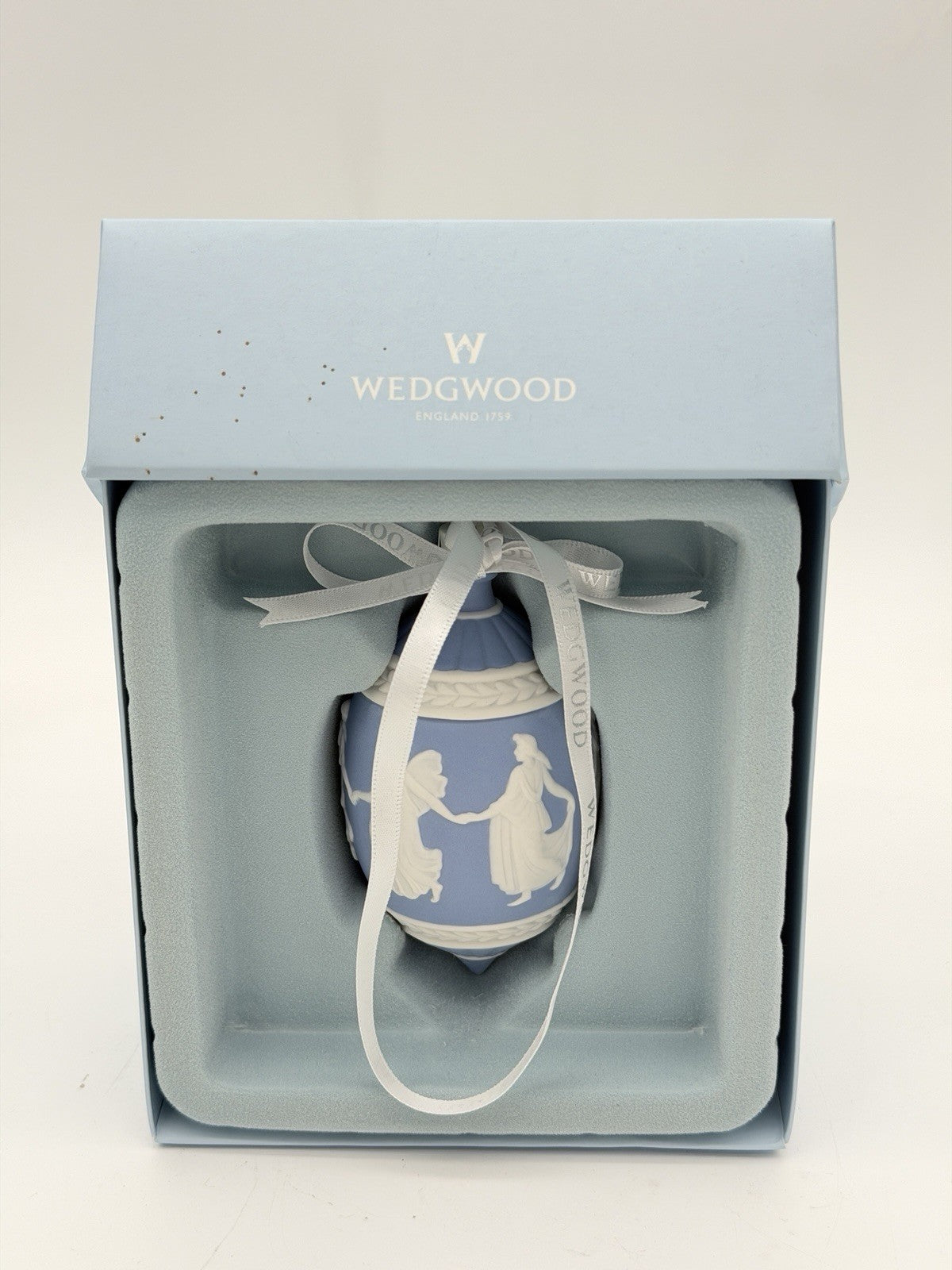 Wedgwood Jasperware Dancing Hours Blue/white Christmas Ornament Porcelain