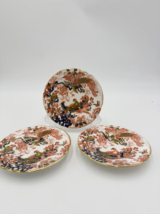 1946 Royal Crown Derby  Olde Avesbury Demitasse Saucers Set 3 Porcelain England