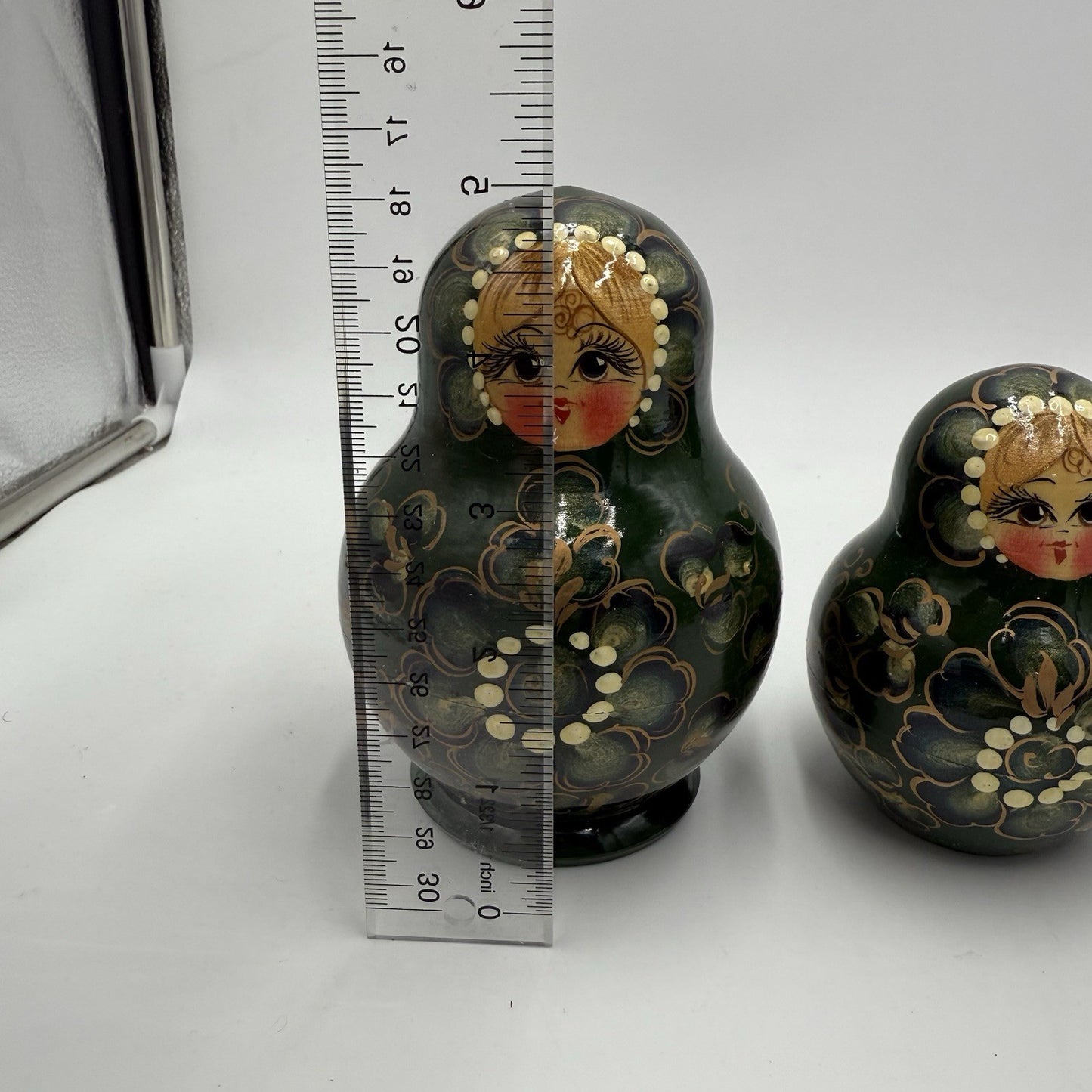 Russian Matryoshka Nesting Dolls Hand-Painted Set 10 PCs Green 5in