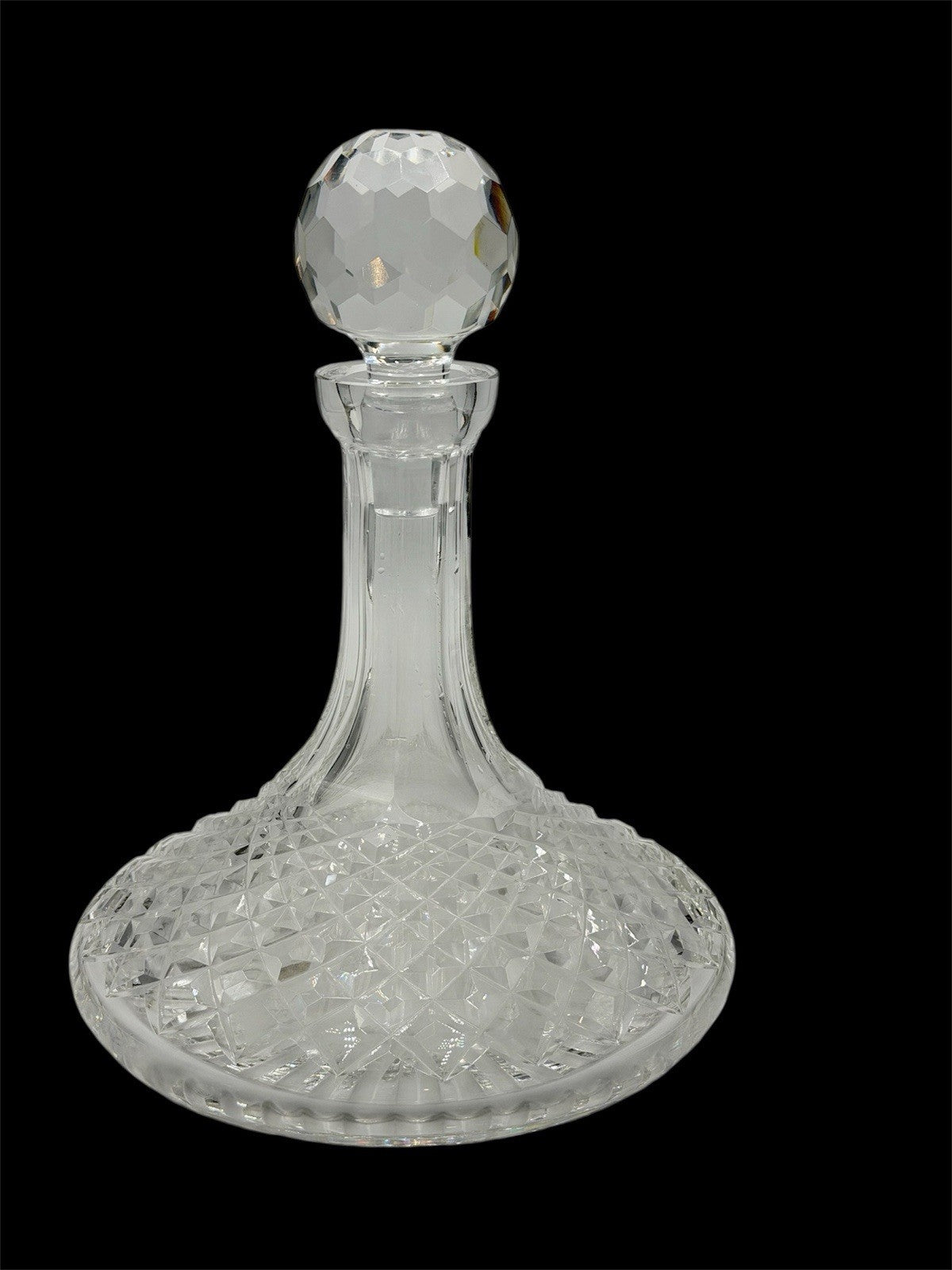 Waterford Crystal Alana Ship Decanter 10" Ireland Cut Glass Vintage W/stopper