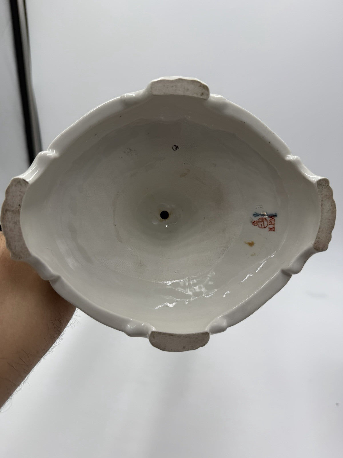 Rare 19th C KPM Berlin Rocaille porcelain candelabra kneeling reading putto 14”