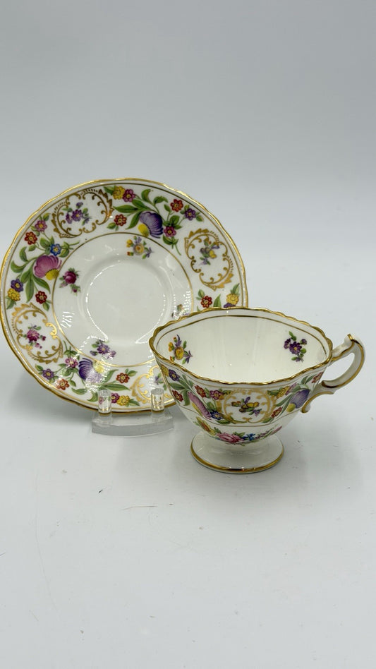 Vintage Hammersley Bone China Dresden Sprays Tea Cup And Saucer Set Pink Marking