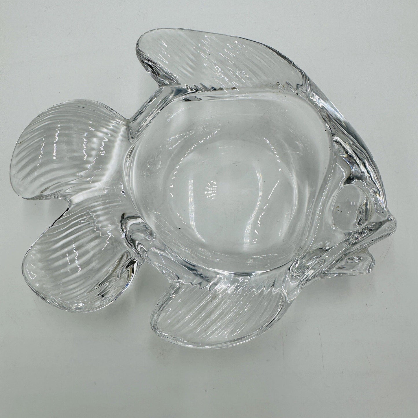 Fish Shaped Candy Trinket Art Vannes France Crystal Ring Dish 2”H x 6.5"L