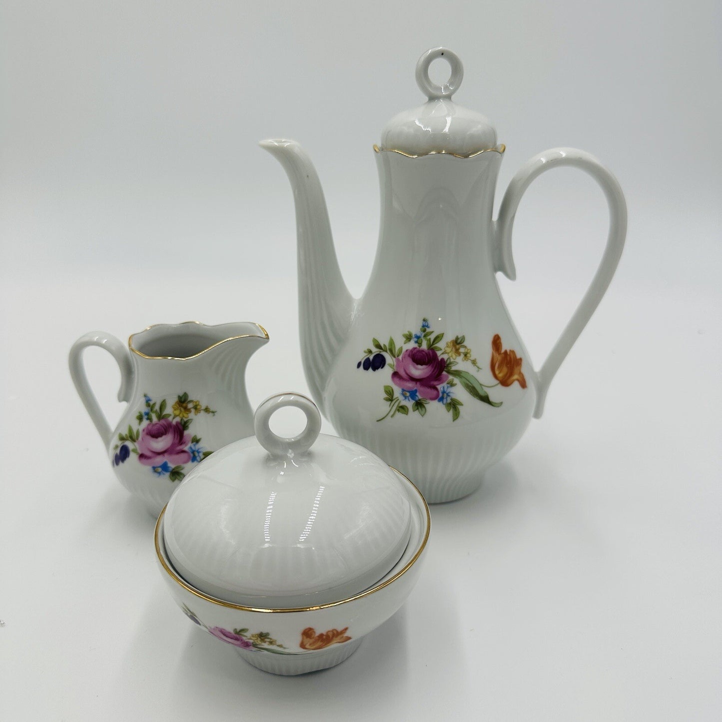 JlMenau Graf Von Henneberg Tea Set White Floral Porcelain German Demitasse 1777