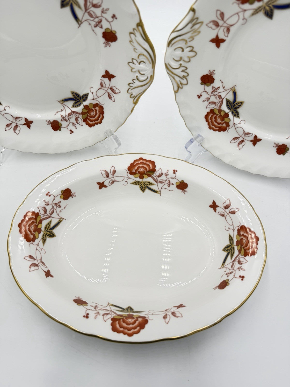 Royal Crown Derby English Porcelain BALI A.1100 XXXIII Vegetable Bowl & 2 Plates