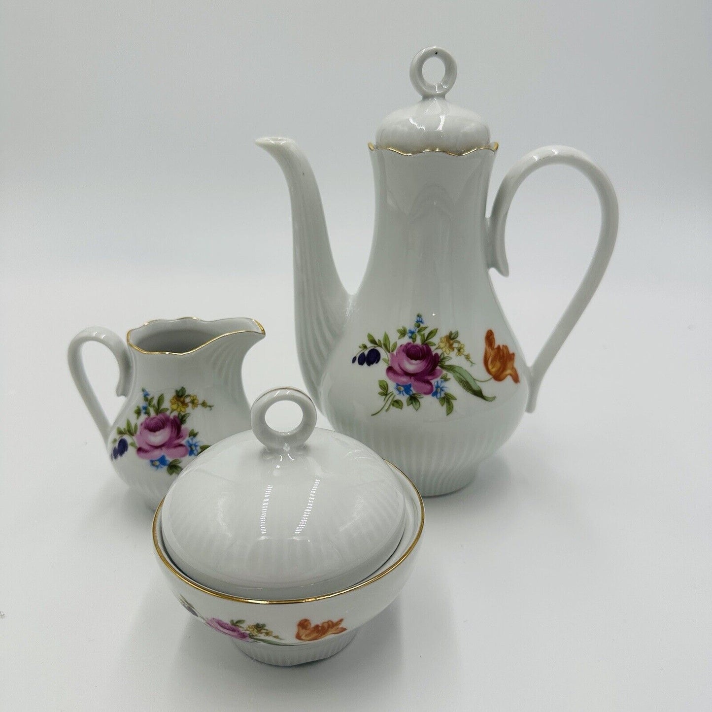 JlMenau Graf Von Henneberg Tea Set White Floral Porcelain German Demitasse 1777