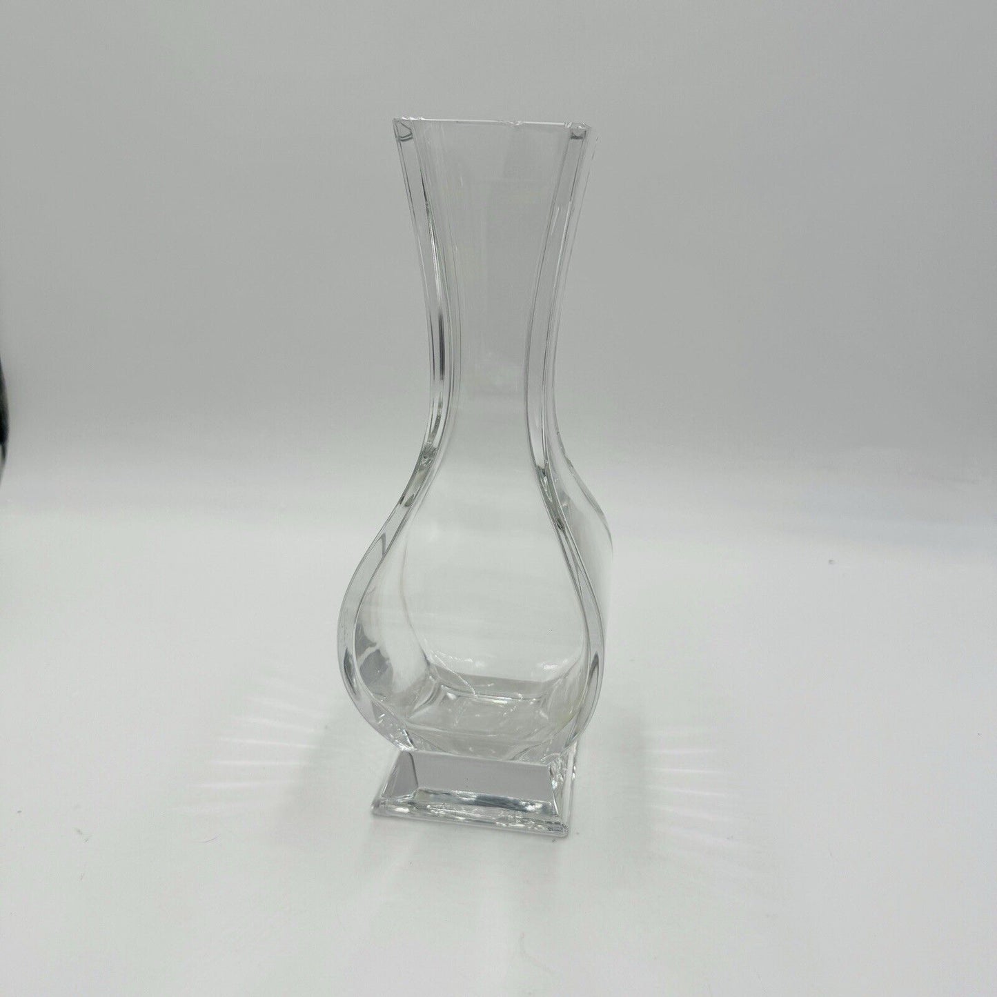 Baccarat Crystal France Lotus Vase For Tiffany & Co 10” Vintage Geometric Square