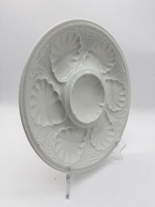 Antique Tharaud limoges france oyster platter White Glossy 10.5” Porcelain