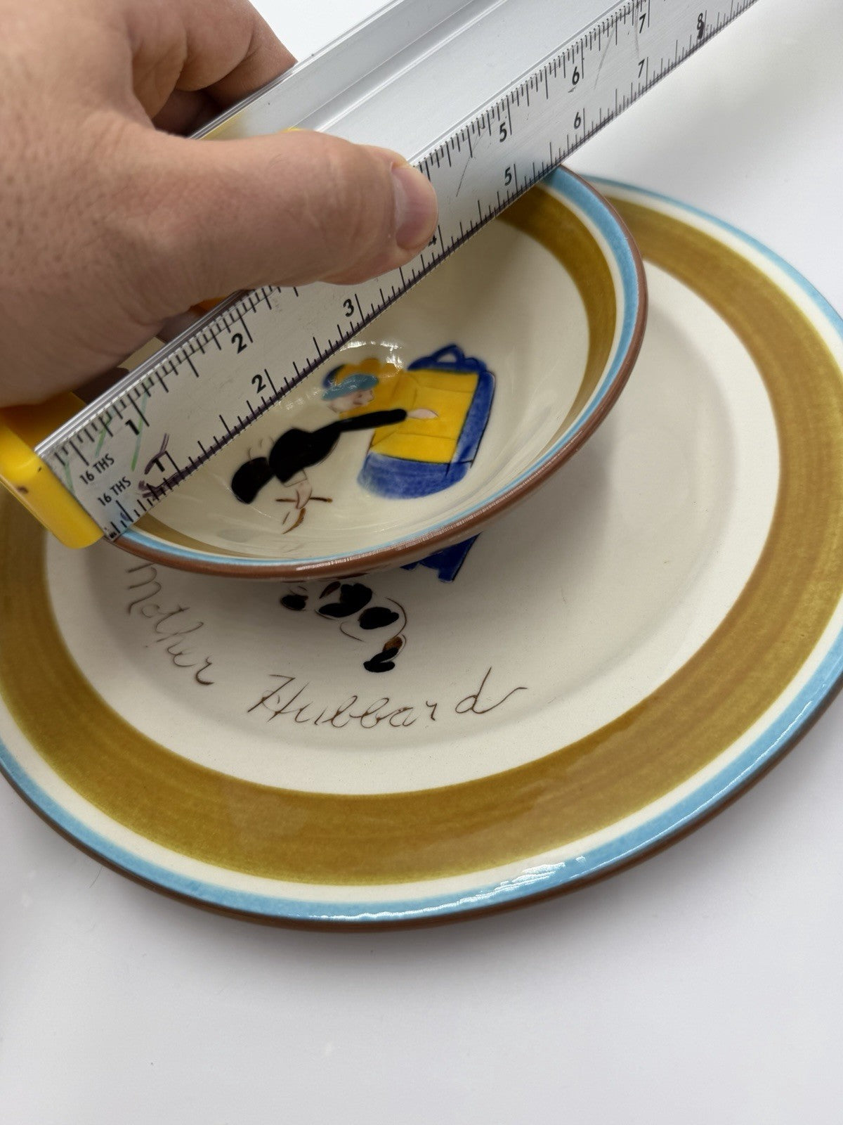 1960's Stangl Pottery kiddieware dinner plate & Bowl MOTHER HUBBARD Painted