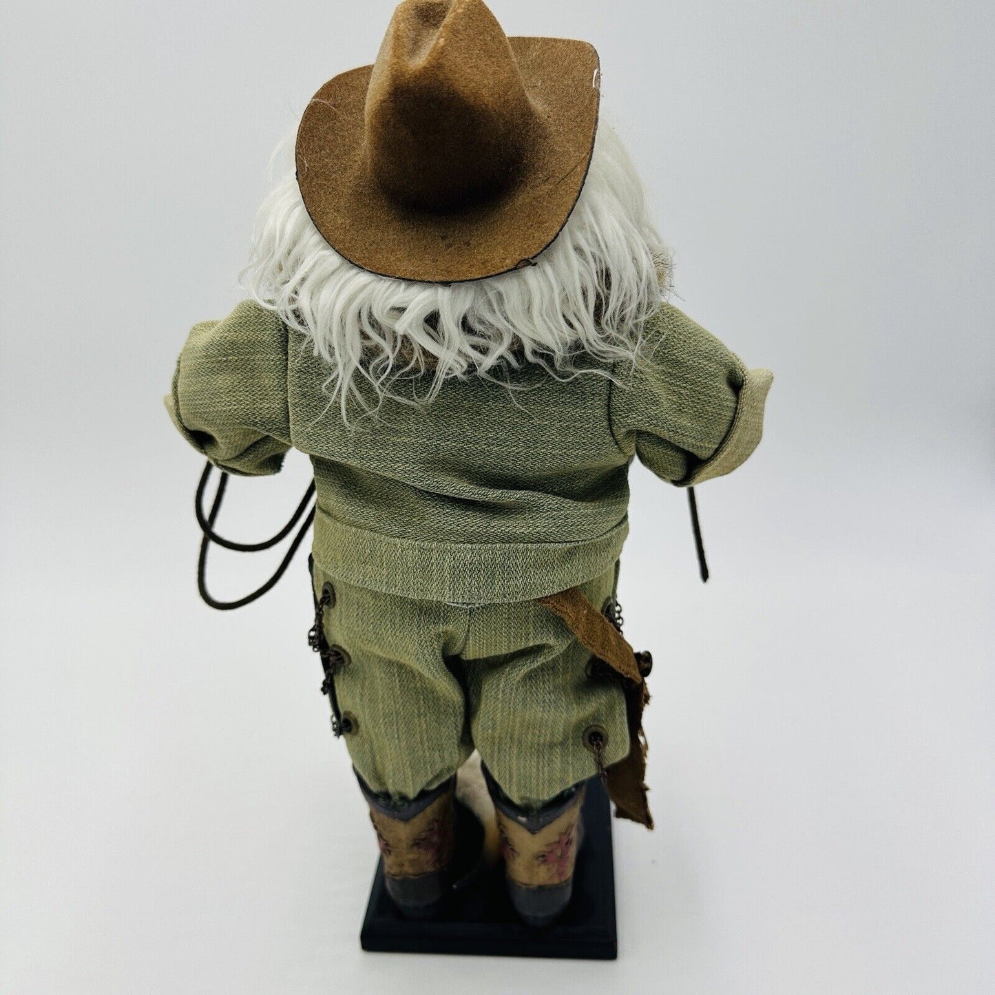 Santa Doll Figurine Western Cowboy 13" Rope Boots Hat Denim Leather Rare Vintage