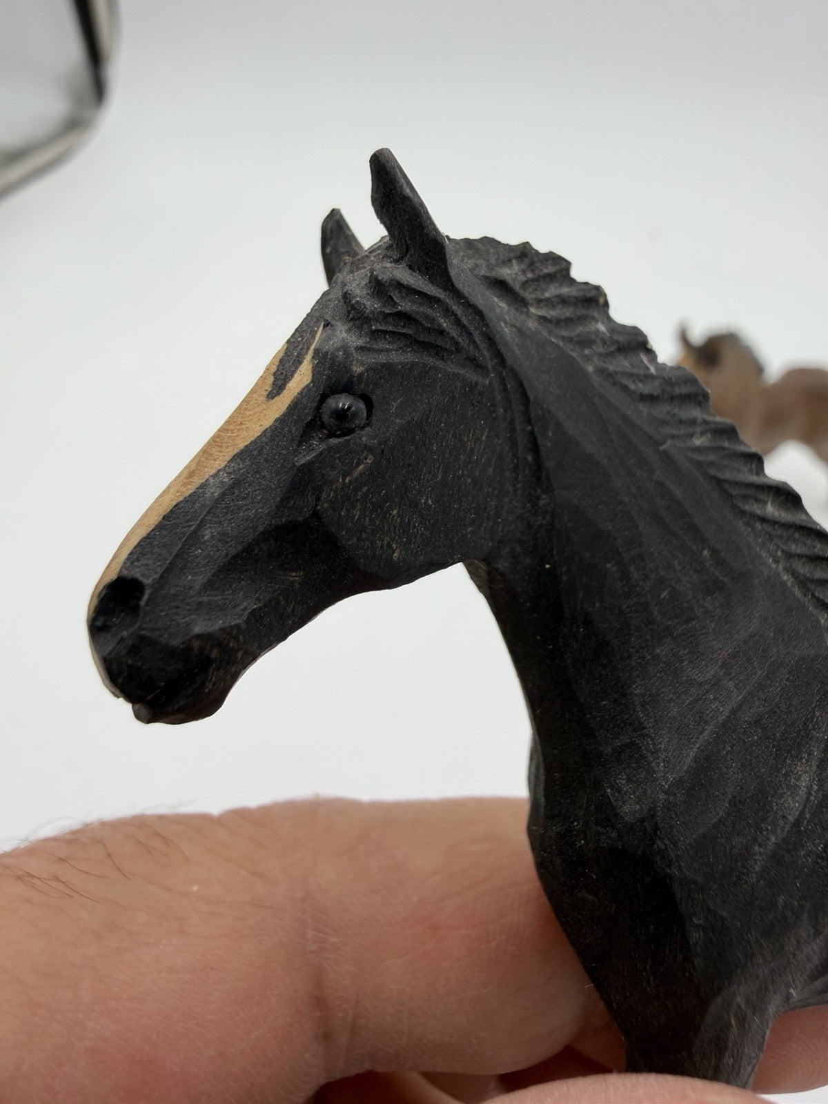 Vintage Swiss Folk Art Wooden Carved Horses Foals Figurines 3”H