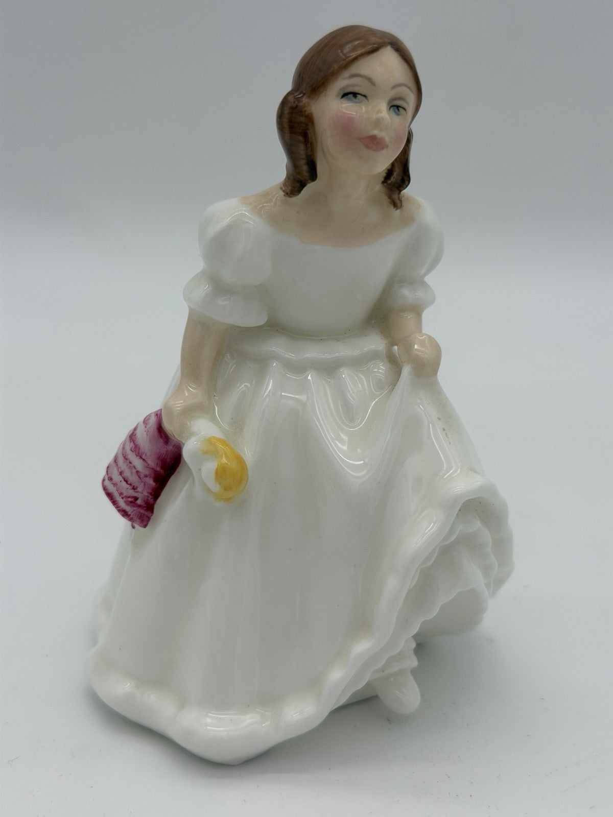 Royal Doulton Porcelain Lynsey White Dress w/Doll HN 3043 P. Parsons Figurine