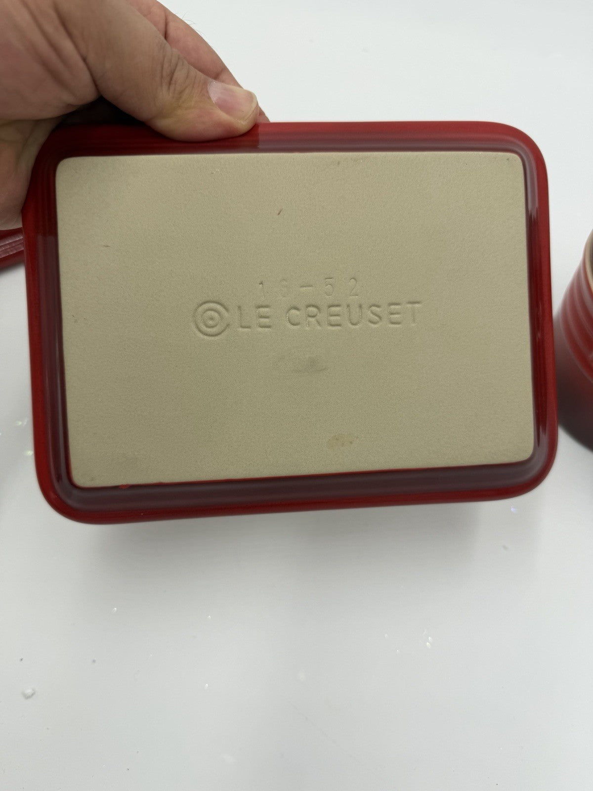 Le Creuset Stoneware Red Butter Dish & Butter Bell Crock Red Set 2 PCs