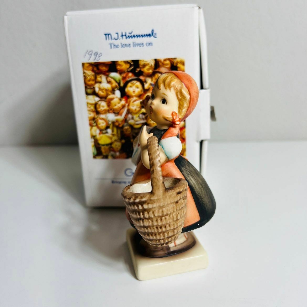 Goebel Hummel Figurine Girl with Letter Meditation Mailing Basket German Decor